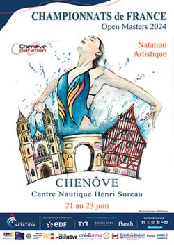 Affiche du championnat de France de natation synchronisée Affiche évènement aquarelle graphiste