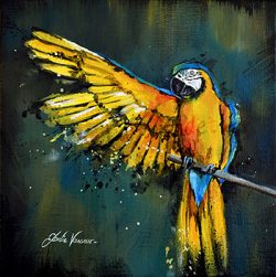 Œuvre originale à l'acrylique sur commande Acrylique Ara sur mesure