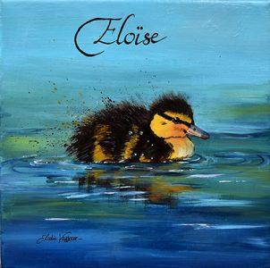 Œuvre originale de naissance à l'acrylique Oeuvre naissance sur mesure acrylique caneton