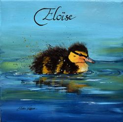 Œuvre originale de naissance à l'acrylique Oeuvre naissance sur mesure acrylique caneton